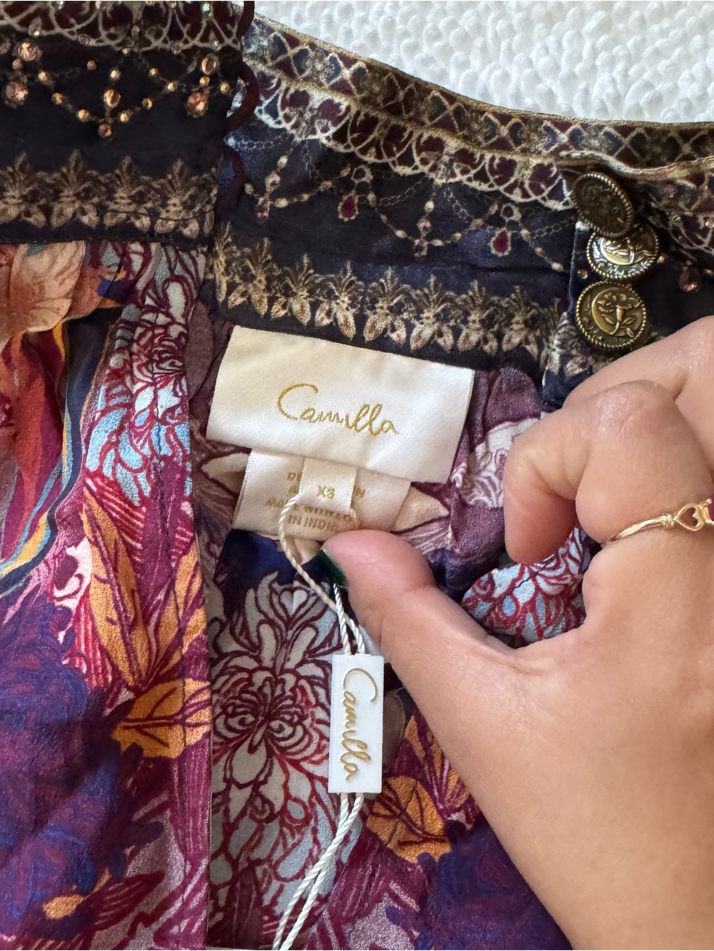 Camilla Raglan button up shirt in nouveau nights - Picture 3 of 8